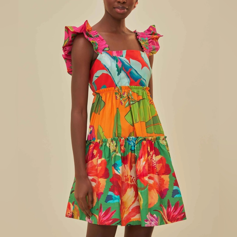 Farm Rio Foliage Mix Mini Dress NWT